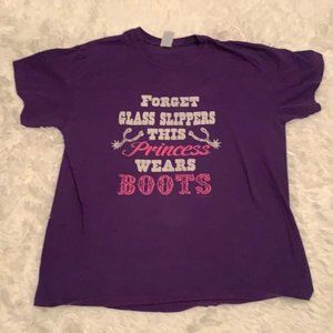 This Princess wears boots tee size L